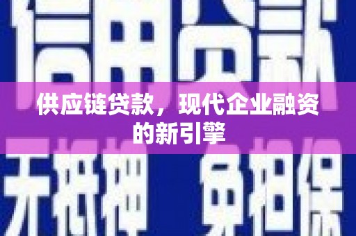泾河供应链贷款，现代企业融资的新引擎