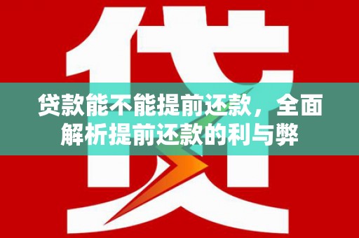 澎湖贷款能不能提前还款，全面解析提前还款的利与弊