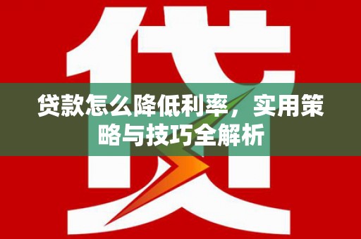 南岳贷款怎么降低利率，实用策略与技巧全解析